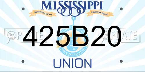 425B20 Mississippi License Plate