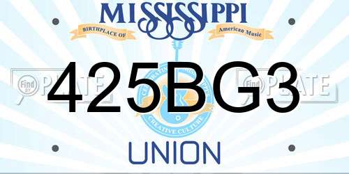 425BG3 Mississippi License Plate