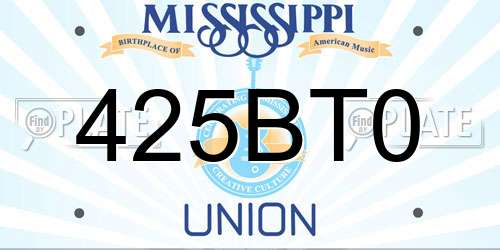425BT0 Mississippi License Plate