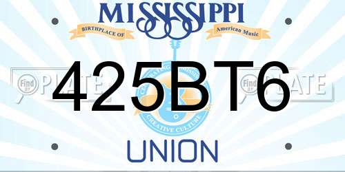 425BT6 Mississippi License Plate