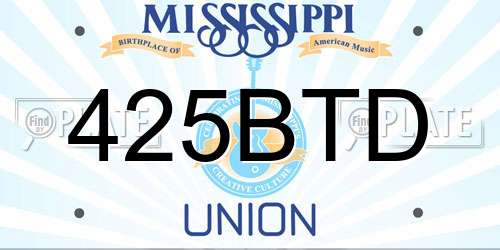 425BTD Mississippi License Plate