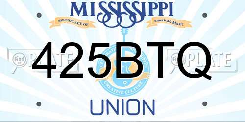 425BTQ Mississippi License Plate