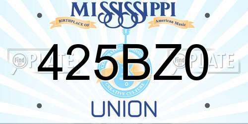 425BZ0 Mississippi License Plate