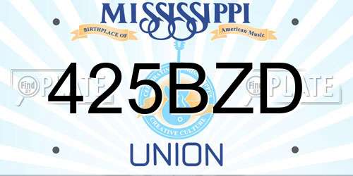 425BZD Mississippi License Plate