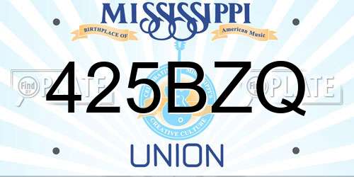 425BZQ Mississippi License Plate