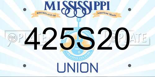425S20 Mississippi License Plate