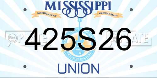 425S26 Mississippi License Plate
