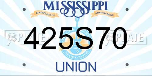 425S70 Mississippi License Plate