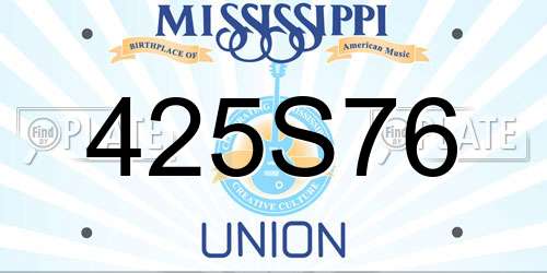 425S76 Mississippi License Plate