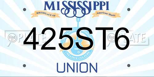 425ST6 Mississippi License Plate