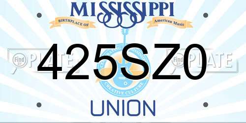 425SZ0 Mississippi License Plate
