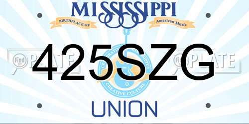 425SZG Mississippi License Plate