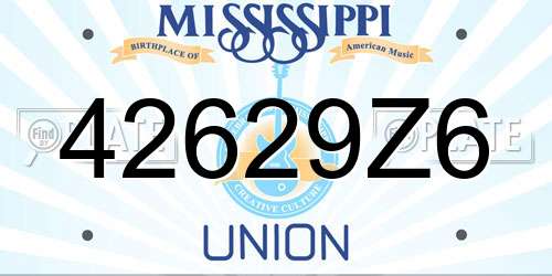 42629Z6 Mississippi License Plate