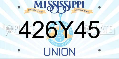 426Y45 Mississippi License Plate
