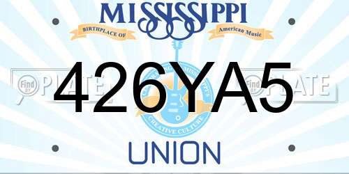 426YA5 Mississippi License Plate