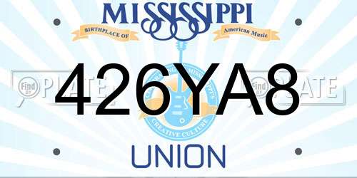 426YA8 Mississippi License Plate