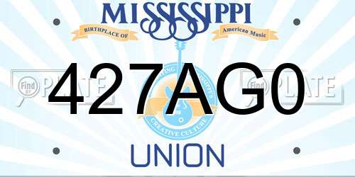 427AG0 Mississippi License Plate