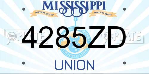 4285ZD Mississippi License Plate