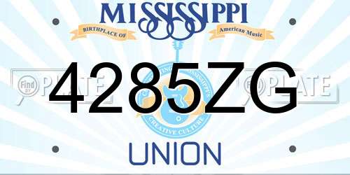 4285ZG Mississippi License Plate