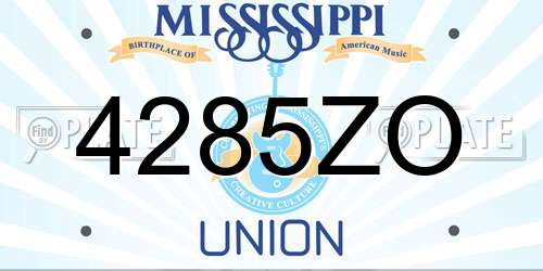 4285ZO Mississippi License Plate