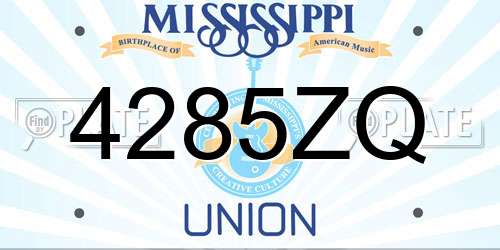 4285ZQ Mississippi License Plate