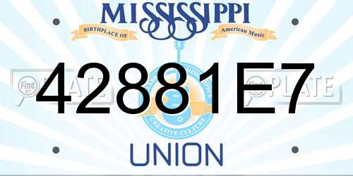 42881E7 Mississippi License Plate