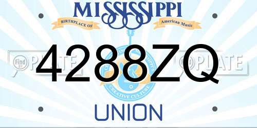 4288ZQ Mississippi License Plate