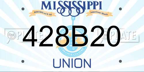 428B20 Mississippi License Plate
