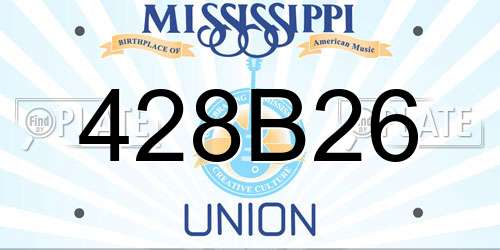 428B26 Mississippi License Plate