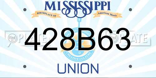 428B63 Mississippi License Plate