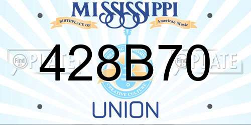 428B70 Mississippi License Plate