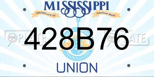 428B76 Mississippi License Plate