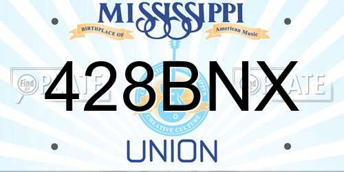 428BNX Mississippi License Plate