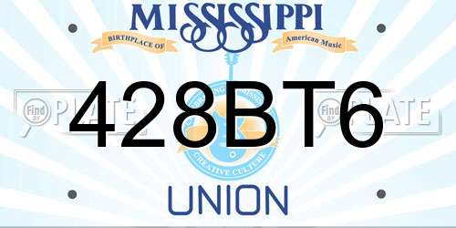 428BT6 Mississippi License Plate