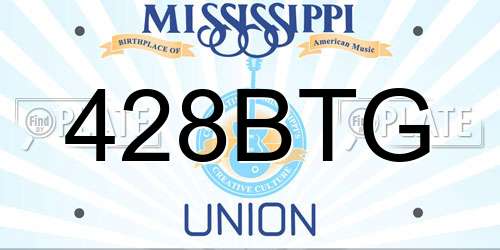 428BTG Mississippi License Plate