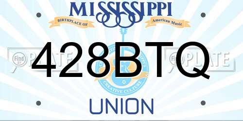 428BTQ Mississippi License Plate