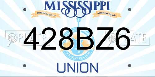 428BZ6 Mississippi License Plate