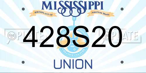 428S20 Mississippi License Plate