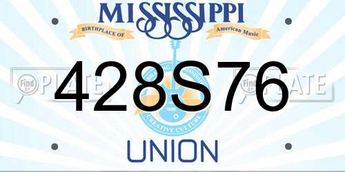 428S76 Mississippi License Plate