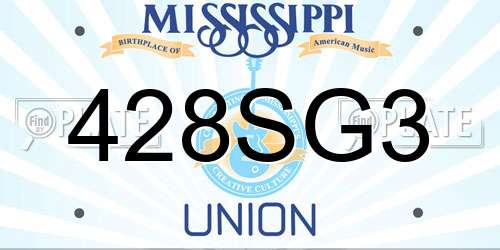 428SG3 Mississippi License Plate