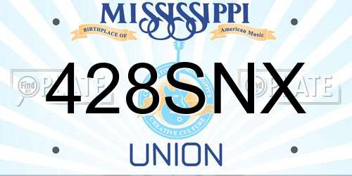 428SNX Mississippi License Plate