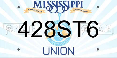 428ST6 Mississippi License Plate