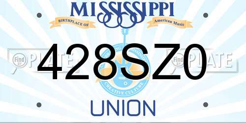 428SZ0 Mississippi License Plate