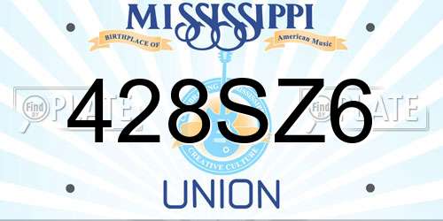428SZ6 Mississippi License Plate