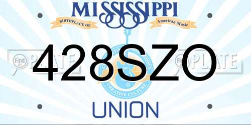428SZO Mississippi License Plate