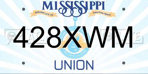 428XWM Mississippi License Plate