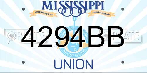 4294BB Mississippi License Plate