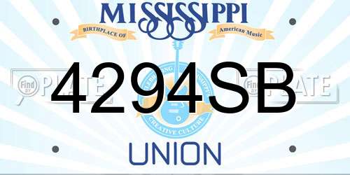 4294SB Mississippi License Plate
