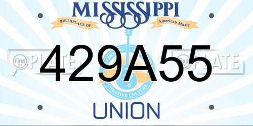 429A55 Mississippi License Plate