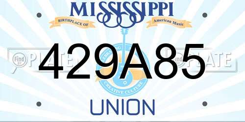 429A85 Mississippi License Plate